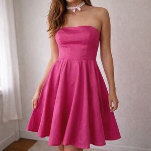 MILLY Pink Strapless Fit & Flare Party Dress Size 10 Barbie Coquette